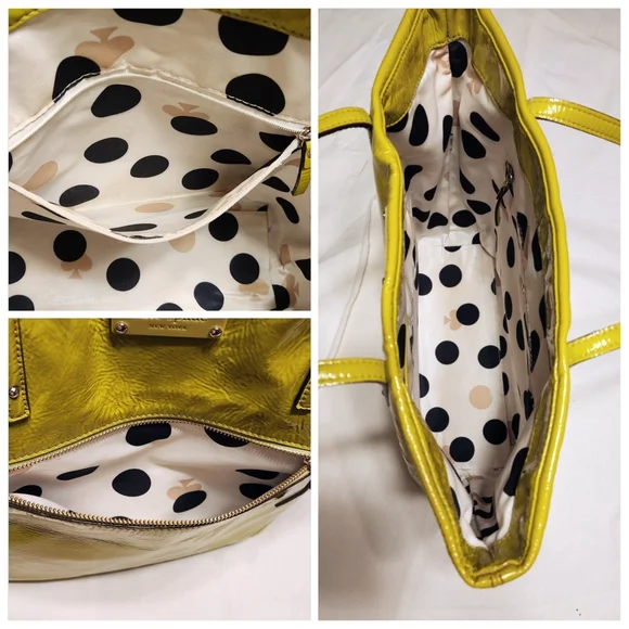 Kate Spade Patent Leather Large Shopper Tote Bag Yellow - Picture 9 of 12